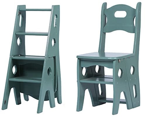 Klappbarer Tritthocker, 4-stufige Holzleiter, 4-stufige Leiter, 2-in-1, leicht, tragbar, Leiterregal, Präsentationsständer für drinnen und draußen (Farbe: C, Größe: 88 x 35 x 40 cm)