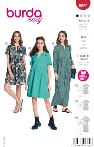 Burda Schnittmuster, 5829, Kleid [Damen, Gr. 34-48], Level 1 super easy
