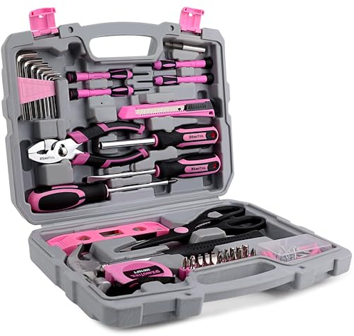 KingTool 149-teiliges rosa Werkzeugset - Basic Home Repair Tool Set, Klein Werkzeugset mit Kunststoff Werkzeugkasten, Perfekt für Frauen, Büro & College Reparaturen