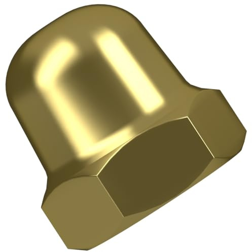 M6 (6mm) Brass Hexagon Domed Cap Nuts Fit Screws Bolts DIN 1587 (Pack of 10) E05C/1
