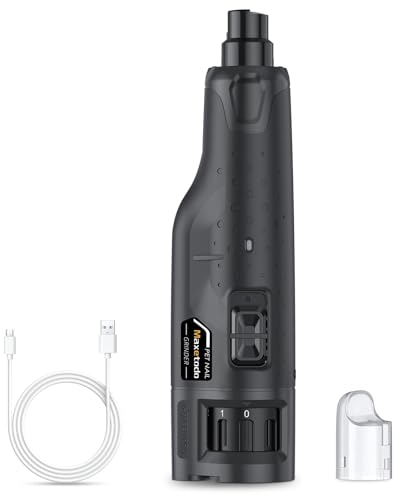 Maxetodo Rechargeable Dog Nail Grinder with 2 LED Lights Quiet 6 Speed Electric Nail Trimmer,Dust Cap,and 3 Grinding Ports for Large,Medium Small Dogs