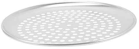 COLLBATH Teglia per Pizza Bucata in Acciaio Inox, Superficie Liscia, Facile da Pulire, per Cuocere Pizza Croccante in Forno a Casa