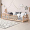 Famifidus Bodenbett 140 x 200 mit Rausfallschutz inkl. Lattenrost für Jungen & Mädchen - auch als Kinderbett 90x200 - Nachhaltiges Kinder Bett aus Kiefernholz - Montessori Bett (Natur, 140 x 200 cm)