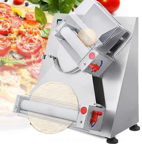 Pizza Press Making Machine Stainless Steel - 370W Electric Pasta Maker, Semi-Automatic Dough Roller Sheeter for Pizza, Pie, Tortillas, Pastry