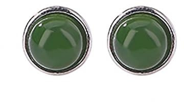 Lllunimon Natürliche grüne Jade Ohrstecker, Hetian Jade Ohrringe für Frauen Männer 925 Sterling Silber Ohrstecker für empfindliche Ohren, Hotan Jade Schmuck