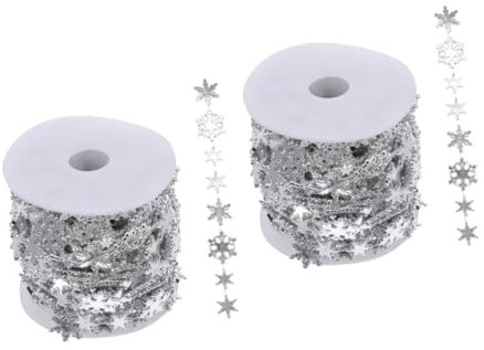 STOBAZA 2rollen Neuer Titel Schillernde Schneeflocken Perlengirlande Aus Anpassbare Weihnachtsbaumdekoration Für Festliche Anlässe Silberne Bead Chain Für Kreative Dekorationen