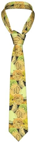 IQOPPEDR Herren-Krawatte, lustige Neuheit, weiße Rose mit Blättern, für formelle Partys, Zitronen-Pomelo-Früchte, Einheitsgröße