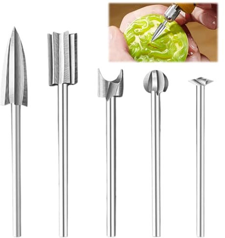 Wood Carving Bits Set, 5PCS Different Woodworking Carving Bits Compatible with Dremel Rotary Tool Wood Carving Tools with 1/8 Shank for DIY Carving Grinding Engraving Drilling