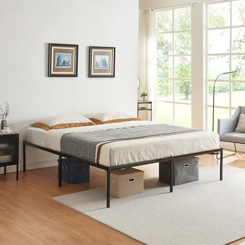 [en.casa] Bett Vårdö 180 x 200 cm Metallbett Bettgestell Doppelbett Schlafzimmer Bettrahmen aus Stahl Schwarz