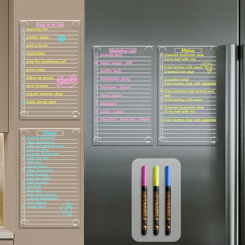 JJPRO Non-Magnetic Dry Erase List Board for Fridge, 11.5x7 Clear Reusable to Do List White Board, Dry Erase List Board for Refrigerator,Cabinet,Wall&Glass, All Smooth Surfaces