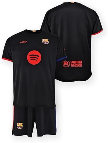 FC Barcelona Conjunto Camiseta y Pantalón temporada 24/25 REPLICA con Licencia Oficial - Dorsal LISO niño talla 4 años