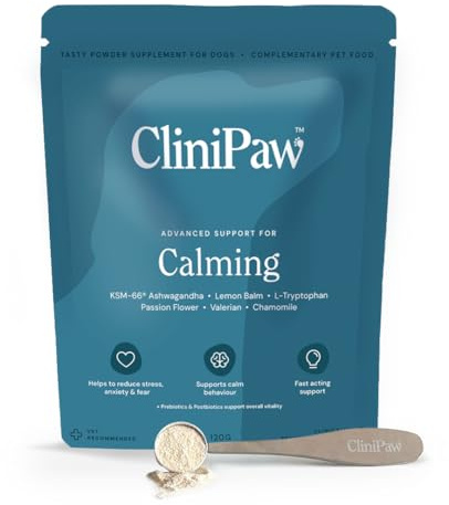 CliniPaw Calming Dog Treats 120g | Stress and Anxiety Relief Powder for Anxious Dogs | Reduces Fear of Noise, Separation & Travel Stress | Fast Acting & Long-Lasting | Up to 120 Servings
