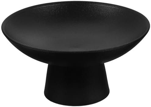 Garneck Dekoschale Mit Fuß Schwarz – Runde Keramik Obstschale Für Tischdekoration - Serviertablett Für Desserts Und Snacks - 15×7 5cm Elegantes Design Für Esszimmer Und Partys