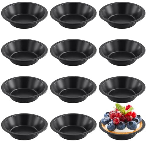 MAKTSAM Lot de 12 moules à tarte individuels de 12 cm, antiadhésifs, petits moules à tarte, pudding pour gâteaux, desserts