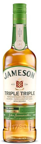 Jameson Triple Triple | Blended Irish Whiskey | Triple Distilled | Triple Cask Matured | Unique Blend of Bourbon, Sherry and Chestnut Casks | 40% ABV | 70cl | Toffee, Cocoa and Toasted Almond Notes