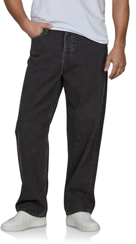 JACK & JONES Jeans Herren Baggy Fit Baumwolle JJIALEX JJCOOPER Weite Jeanshose Hose Denim, Länge:30L, Farbe:Black Denim (12281038), Weite:33W