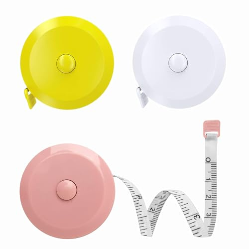 Senshuomy Dual Sided Body Waist Measuring Soft Tape,3PCS Measuring Tape for Body, Pocket Meter Tape Measure Retractable for Body Sewing Clothes Tailor 60Inch/150cm(Pink/White/Yellow)