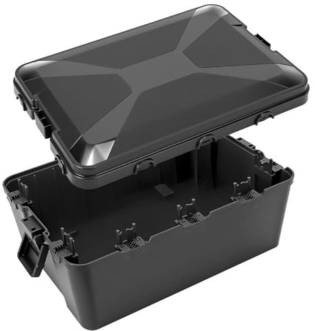 QWORK® Large Outdoor Electrical Box - IP54 Waterproof - 32x21x13cm (12.6x8.4x5.2) - Socket Box Extension Lead Enclosure Made of Heavy-Duty Reinforced PP