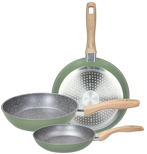 Tognana Sage Stone, set 3 padelle 20/24/28 cm, alluminio forgiato, verde