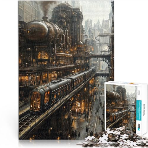 Puzzle 1000 Teile für Erwachsene Spielspielzeug Steampunk-Stadtbild Geburtstagsgeschenk, Geschenke75x50cm