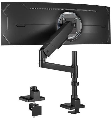 monTEK MA1007PBK Monitorarm für 43,2 bis 114,4 cm (17 bis 45 Zoll) gebogenen Bildschirm, verstellbar, verbessert, strapazierfähig, ultrabreiter Monitorarm, hält 15,9 kg Kabelmanagement mit C-Klemme