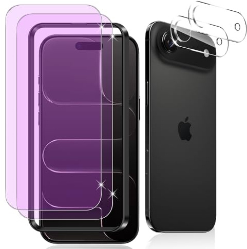 Datree für Panzerglas für iPhone 17 Air/iPhone Air 2025, 2+2 Stück Anti-Blaulicht-Bildschirmschutzfolie + Kamera Schutzfolie, Augenpflege 9H Härte Panzer Schutz Glas Folie Schutzglas Schutzfolie