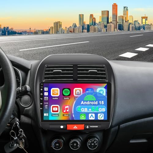 4+64G 2 DIN Android 15 Autoradio für Mitsubishi ASX 2010–2017 mit Carplay Android Auto, 10 Zoll Touchscreen Auto Stereo Display Player Radio GPS Navigation Head Unit mit DAB+ FM RDS SWC Mirror Link