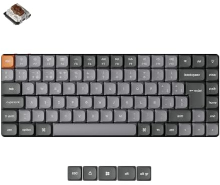 Keychron K3 MAX Teclado Gaming Inalámbrico Ultrafino, ISO-ES, Switch Marrón | 2,4 GHz/BT 5.1/USB-C, Programación con QMK/Launcher, Teclas LSA de Perfil Bajo en PBT, Teclado Español para Mac, Win y Linux