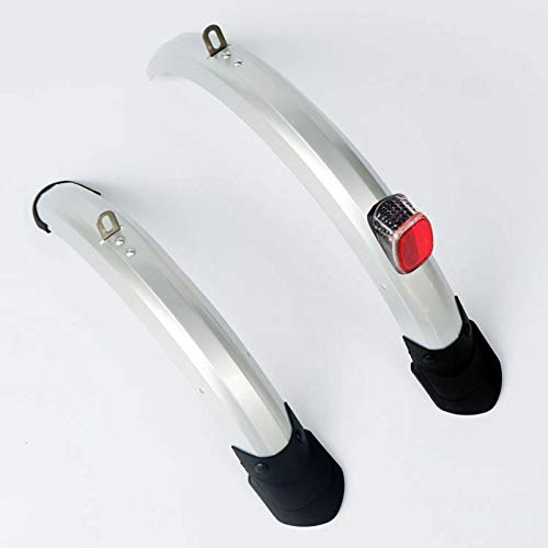 16 zoll Faltrad Kotflügel Kotflügel 2PCS Vorne Hinten Radfahren Fahrrad Schlamm Schutz MTB Fahrrad Flügel Mit Hinten Licht fahrrad Zubehör(V brake silver)