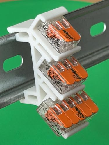 SOIXX Hutschienenhalter XWD für WAGO Serie 221 DIN Rail 35 mm Hutschiene Halter Weiß