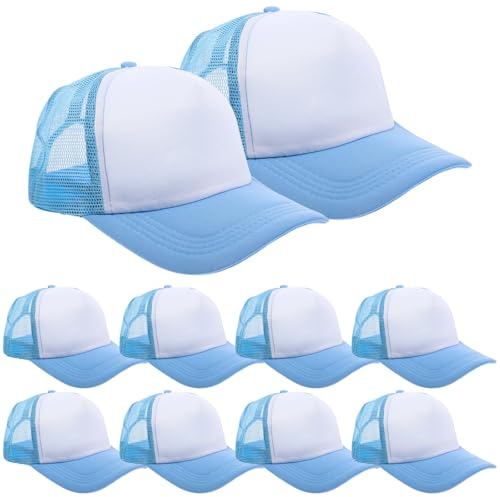 OUNONA 10 Stück Leere Baseballkappen mit Netzdesign aus Polyester Leichte Selbstgemacht Wärmeübertragungshüte für Alltag und Outdoor Personalisierte Sommerkappen zum Bedrucken