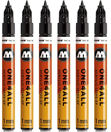 Molotow MO127101 ONE4ALL 127 HS-EF Markierstift, schwarz, 6er Packung