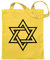 Kiwistar - Baumwolltasche - gelb - Davidstern Judentum - Tragetasche Stoffbeutel Umhängetasche langer Henkel