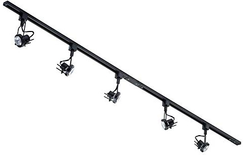LITECRAFT Kitchen Track Light, Black, 2M 5 Light | Greenwich Fixture, GU10 LED Bulbs