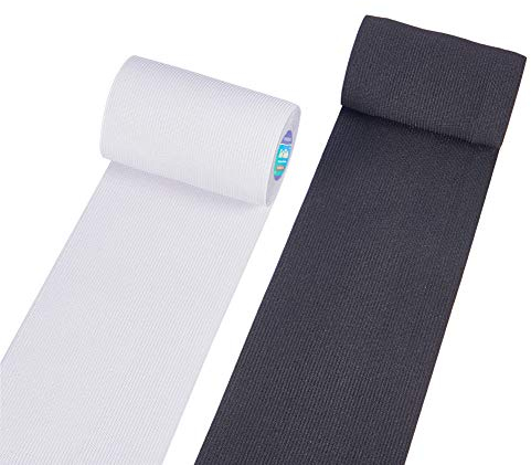 BENECREAT 6m 10cm de Ancho Blanco y Negro Heavy Stretch Banda Elastica de Alta Elasticidad (3m / Color)