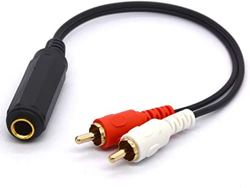 Câble répartiteur 6,35 mm vers RCA plaqué or 6,35 TRS femelle vers double RCA mâle 25 cm
