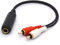 Cavo splitter da 6,35 mm a RCA, placcato oro da 6,35 TRS femmina a doppio RCA maschio, adattatore audio stereo da 25 cm