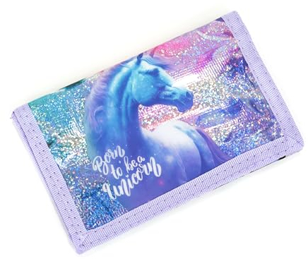 Ragusa-Trade Mädchen Kinder Geldbeutel Portemonnaie Geldbörse mit tollem Einhorn Unicorn Pferde Motiv (PFJR), lila/rosa, 12 x 8 x 1 cm