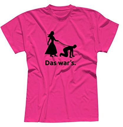 Jimmys Textilfactory T-Shirt JGA Das War's Hochzeit Junggesellenabschied 13 Farben Herren XS-5XL Feier Party Bräutigam Braut Trauzeuge Malle Dance, Größe:3XL, Farbe: Logo:pink - Logo schwarz