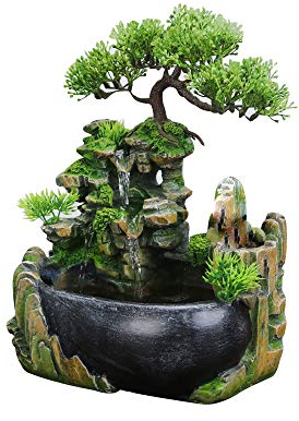 Fontana d'acqua per interni, fontane e cascate con luce LED colorata e interruttore on/off, piccola fontana da tavolo Rockery Stream decorazione cascata per casa, ufficio, camera da letto
