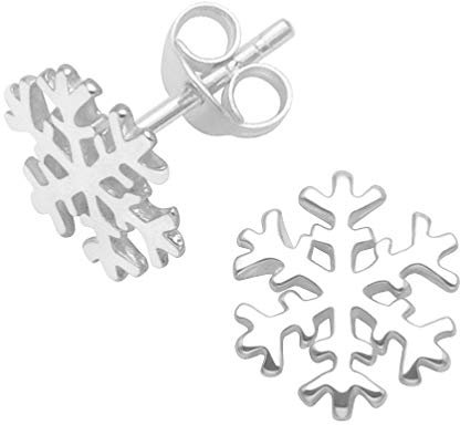 Heather Needham Sterling Silver Christmas Snowflake stud Earrings in a gift box- Size: 10mm 5102