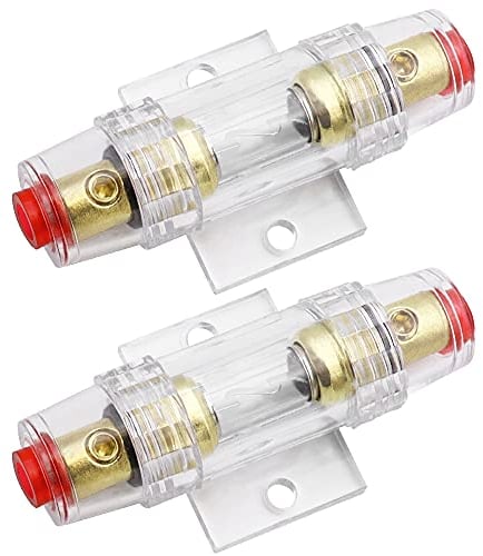 2 Stück AGU Sicherung und Sicherungshalter Wasserdicht AGU Inline Sicherungshalter mit 60A AGU-Sicherungen für Auto Alarmverstärker Kompressoren Auto KFZ Linie Audio Alarm
