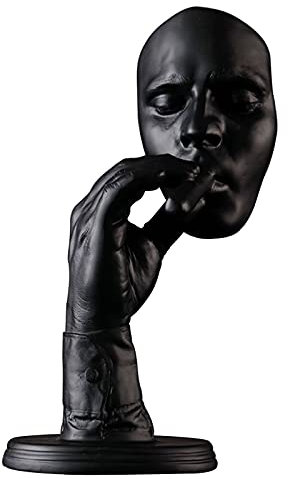 Uziqueif Gesichts Statue, Stille ist golden, Gesicht Skulptur Harz Statue Abstrakte Moderne Kunst Figuren Statue Schnitzen Statuen für Home Office Bar Cafe Dekor