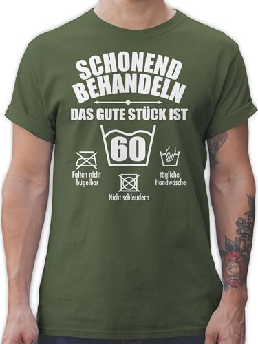 T-Shirt Herren - 60. Geburtstag - Schonend behandeln das Gute stück ist 60 - XXL - Army Grün - Geschenke+60+Geburtstag+Mann Tshirt zum 60.Geburtstag 60-Geburtstag geburtstagsspruch Shirts
