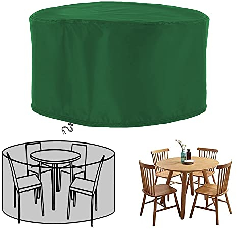 XDMYGTT Rund Gartenmöbel Abdeckung,150x140cm 420D Oxford Abdeckhaube Schutzhülle Abdeckplane für Gartenmöbel,Sitzgarnituren,Gartentische und Möbelsets,Wasserdichtes,UV-beständig-Grün