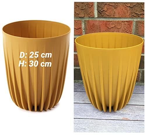 MELTOM Blumentopf Rund Übertopf sehr DEKORATIV Struktur Größe L/DxH: 25 x 30 cm Gelb