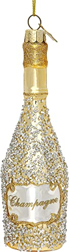 SIKORA BS555 Champagner Flasche Christbaumschmuck Glas Figur Weihnachtsbaum Anhänger