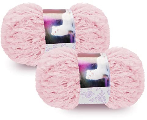 2x50G Rosa Kunstfell-Garn Handstrickgarne, Plüschgarn Häkelgarn Wolle Zum Häkeln, Handstrickgarn Baumwollgarn für Häkeln und Kunsthandwerk Pflegeleichte hochwertiges Schnellstrickgarn