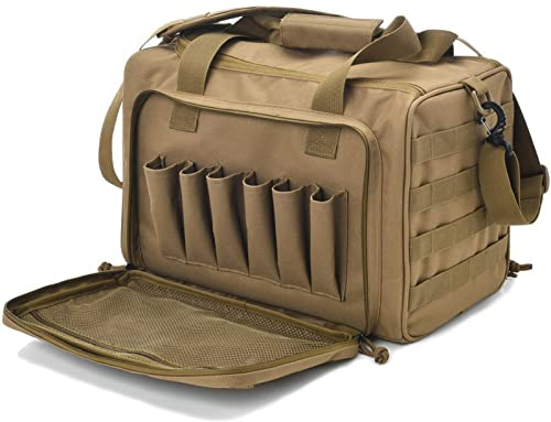 OAREA Tactical Training Bag Molle System Hunting Accessory 600D Waterproof Gun Shooting Range Bag Khaki Tool Bag Camping (Color : TBP005-T)