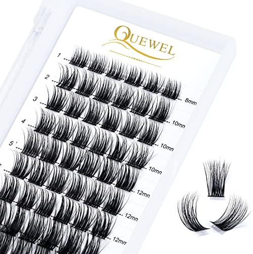 Wimpern Einzeln QUEWEL Einzelne Wimpern Cluster Lashes D Curl MIX8-16 Wimpern Segmente Breit Fundament Individuelle Wimpern für Augen Make-up DIY Wimpernverlängerung(Natürlich 02-D-MIX)
